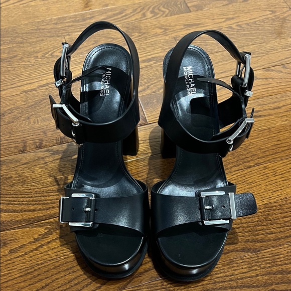 MICHAEL Michael Kors Black Chunky Platform Buckle Sandals - Picture 2 of 5